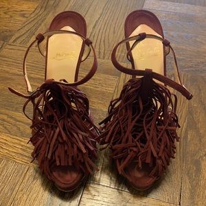 Christian Louboutin fringe heels red size 37.5